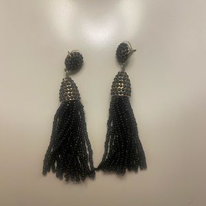 BaubleBar Black Beaded Tassel Earrings